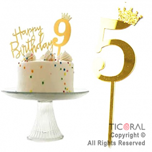 CAKE TOPPER DORADO NUMERO 5 (17 x 6 cm)  X 1